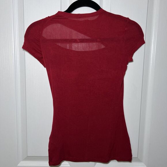 Marcella Gabi Cutout Top Blouse Size XS Red Semi Sheer Stretch - Picture 5 of 10
